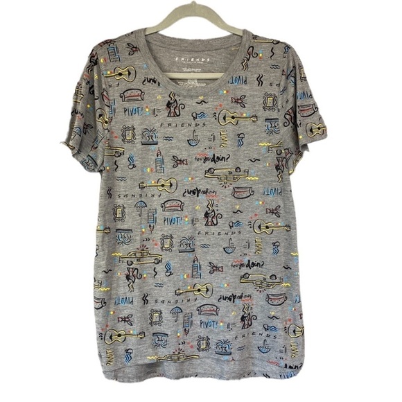 Friends All Over Print Gray Tee Shirt Sz XXL - Picture 1 of 6